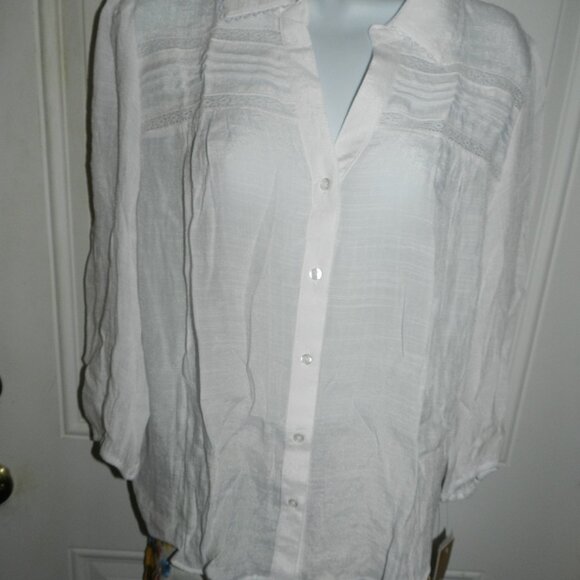 Hope & Harlow Midi sleeve Button front Lightweight blouse BNWT!!🆕📦⌚🏃💨⚡🚚 - Picture 1 of 15